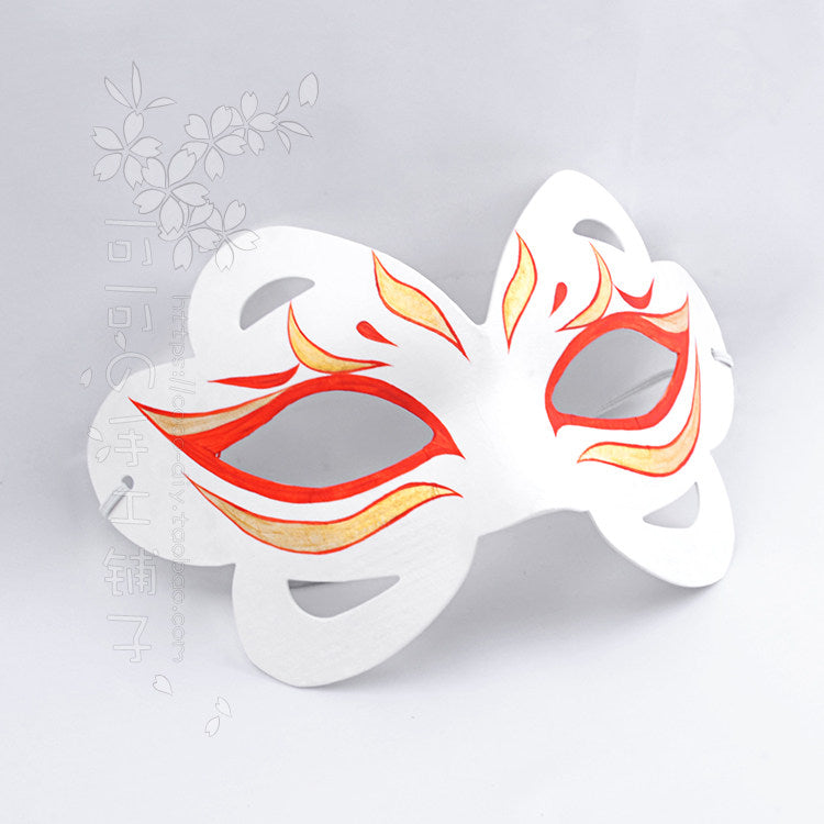 Handpainted Kitsune Fox Mask – Paper Mache Cosplay Half Mask | Traditional Japanese Style