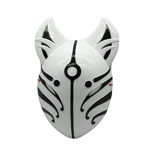 Kitsune Fox Spirit Full Face Mask – Japanese Anime PVC Cosplay Mask for Halloween & Festivals