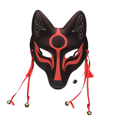 PU Kitsune Fox Kabuki Mask for Halloween Masquerade Costume - YangYong