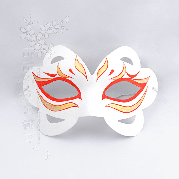 Handpainted Kitsune Fox Mask – Paper Mache Cosplay Half Mask | Traditional Japanese Style