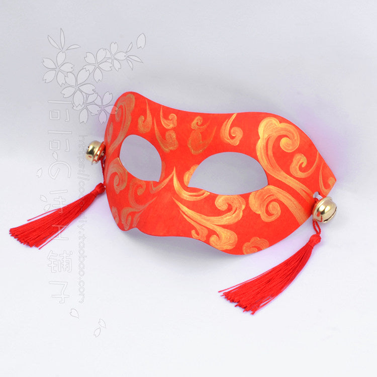 Red Chinese Style Tassel Bell Half Face Mask – Cosplay & Masquerade