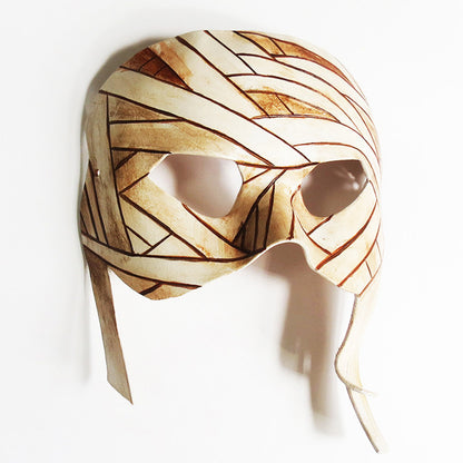 Handcrafted Leather Mummy Mask – Halloween Cosplay Costume Prop for Adults