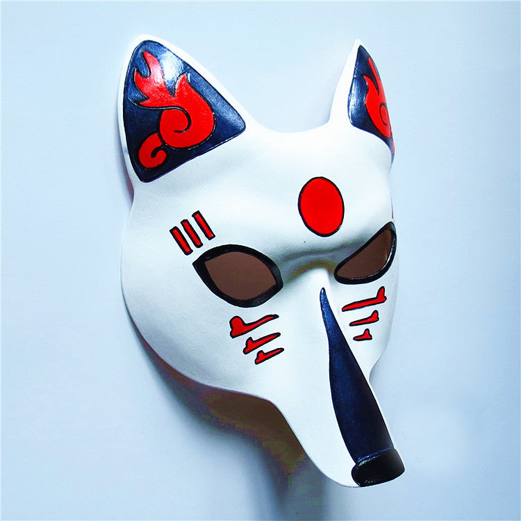 Kitsune Fox Mask – Japanese Hand-Painted Leather Mask for Cosplay & Masquerade