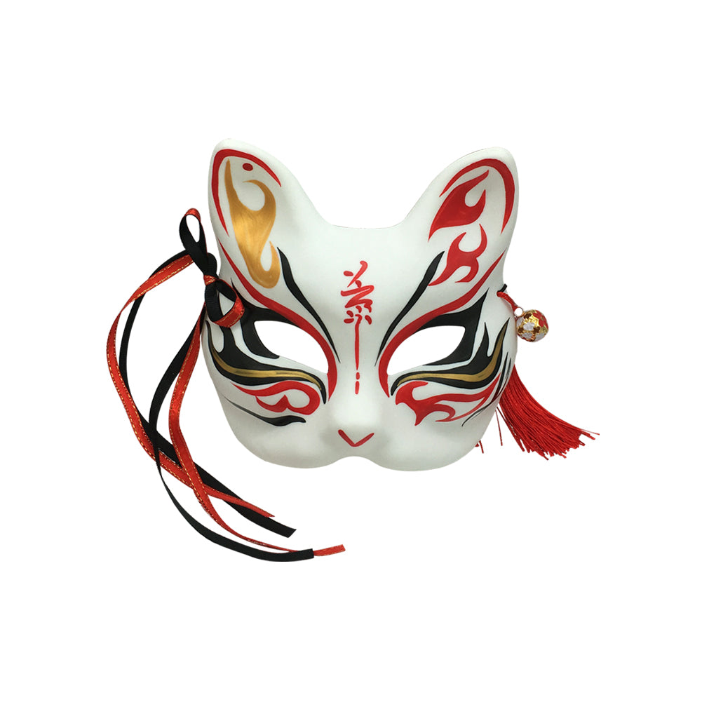 Cat Neko Kitsune Fox Half Face Kabuki Cosplay Mask for Halloween - YangYong