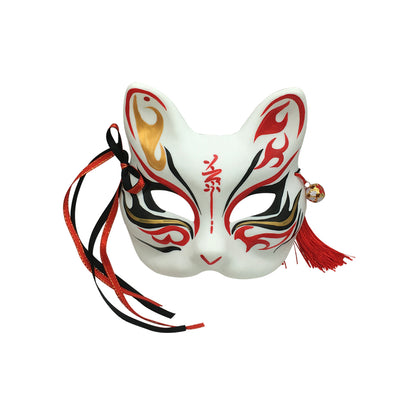 Cat Neko Kitsune Fox Half Face Kabuki Cosplay Mask for Halloween - YangYong