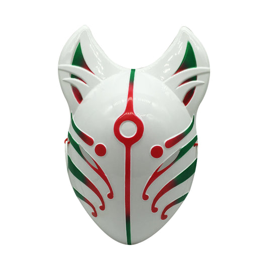Kitsune Fox Spirit Full Face Mask – Japanese Anime PVC Cosplay Mask for Halloween & Festivals
