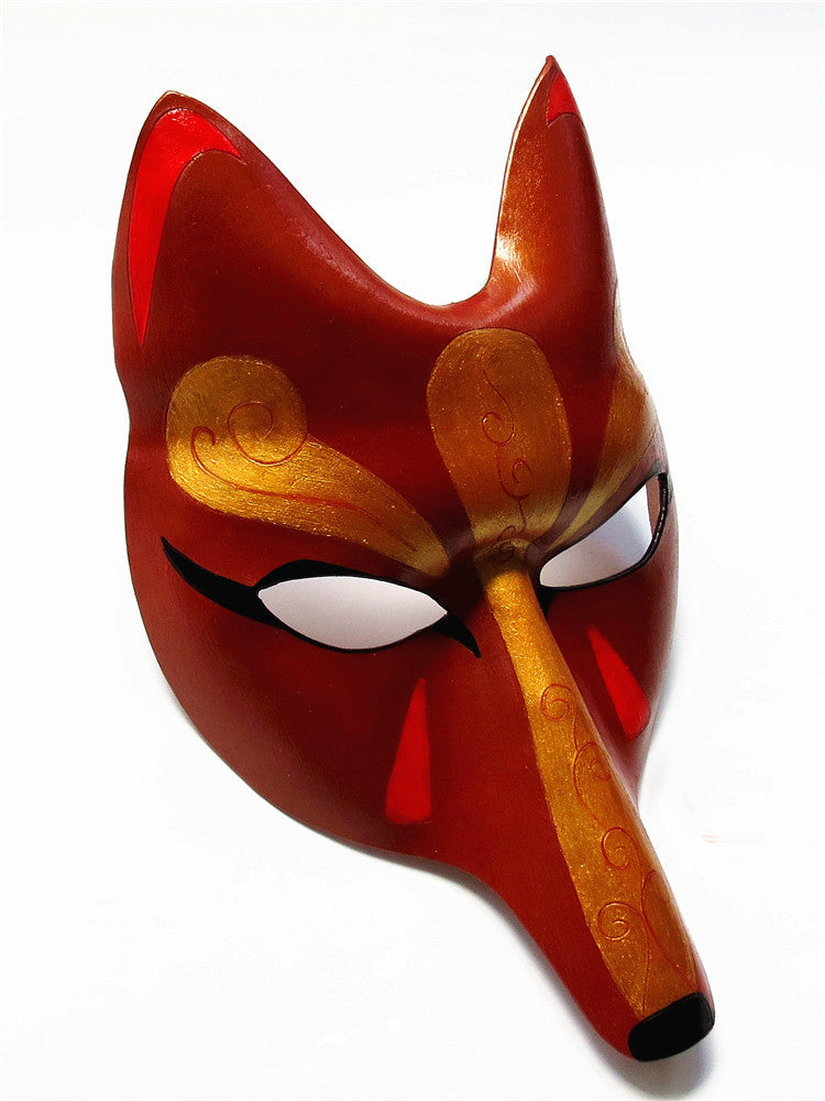 Kitsune Fox Mask – Japanese Hand-Painted Leather Mask for Cosplay & Masquerade