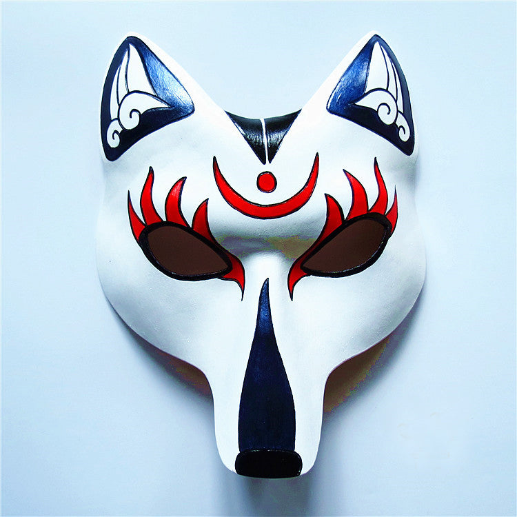 Kitsune Fox Mask – Japanese Hand-Painted Leather Mask for Cosplay & Masquerade